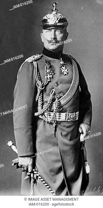 Wilhelm II (1859-1941) German Emperor (Kaiser) 1888-1918. Three-quarter length portrait standing in military uniform facing front