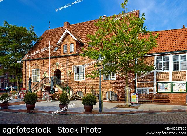 Brick town hall in the North Sea resort of Otterndorf, Land Hadeln, Lower Saxony, Germany