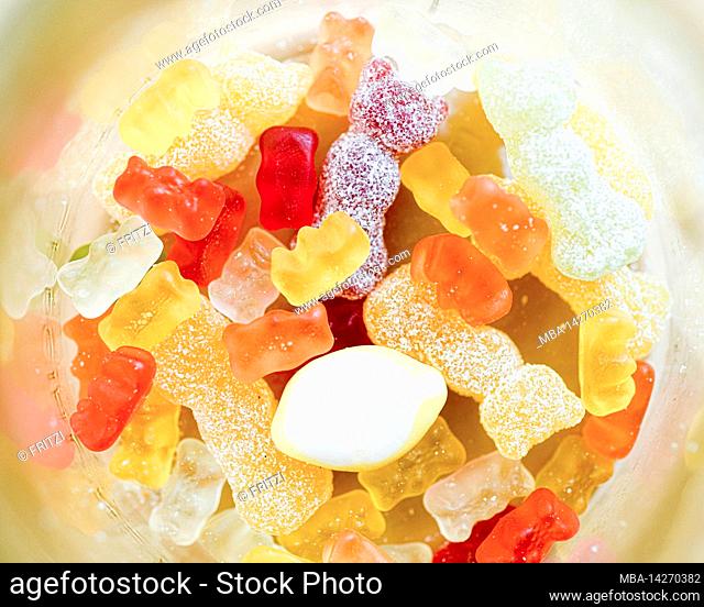 many colorful gummy bears