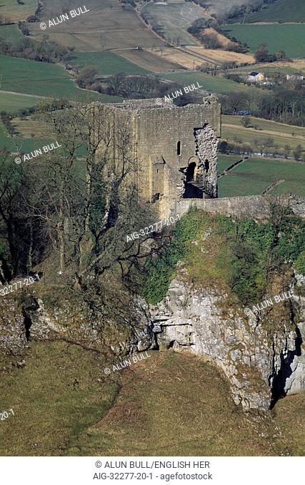 Peveril Castle. Looking across Cavedale towards the Keep