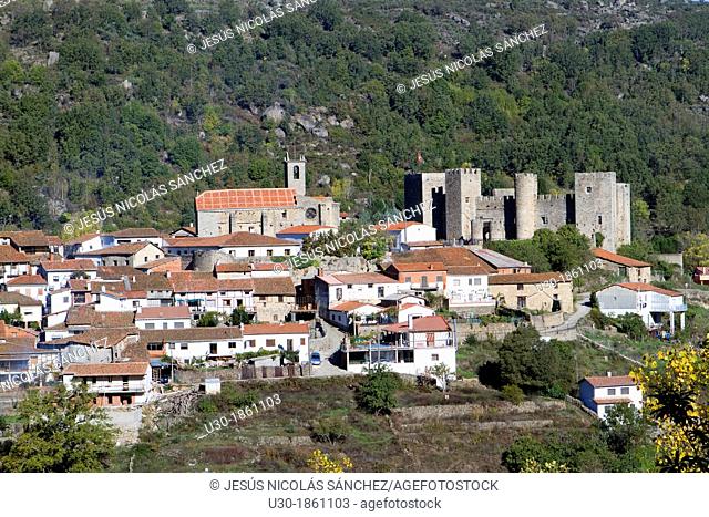 Overview of Montemayor del Río, a small village declarated Historical-Artistic Site in Sierra de Béjar, Salamanca province  Castilla y León  Spain