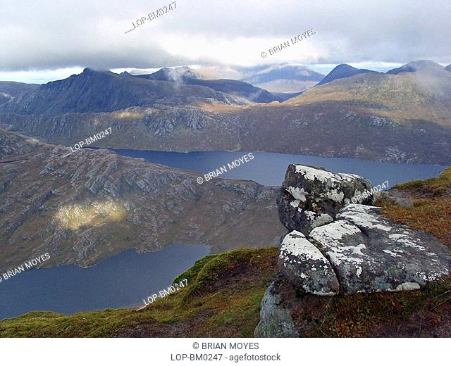 Scotland, Highland, Ullapool, A view across mountains and lochs