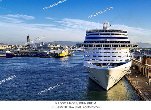 Cruise ship docked in harbor