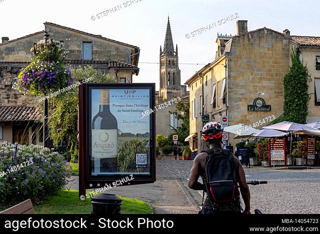 france, nouvelle-aquitaine, gironde department, saint emilion, old town with rock church, famous wine town, is a unesco world heritage site
