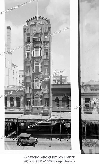 Glass Negative, Building Exterior, Queen Street, Brisbane, circa 1930s, Black and white full plate glass negative of the Kodak Australasia Pty Ltd building on...