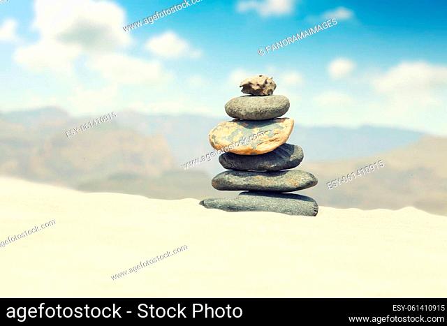 Concept of balance and harmony. Rocks on the coast of the Sea in the nature