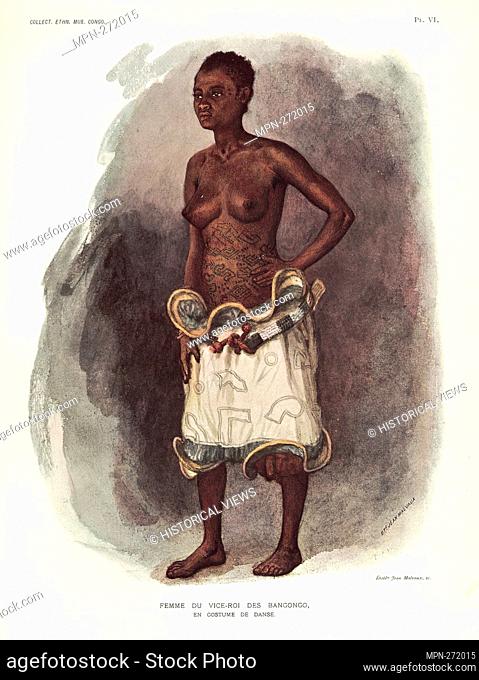 Femme du vice-roi des Bangongo, en costume de danse. Torday, Emil, 1875-1931 (Author). Notes ethnographiques sur les peuples communément appelés Bakuba