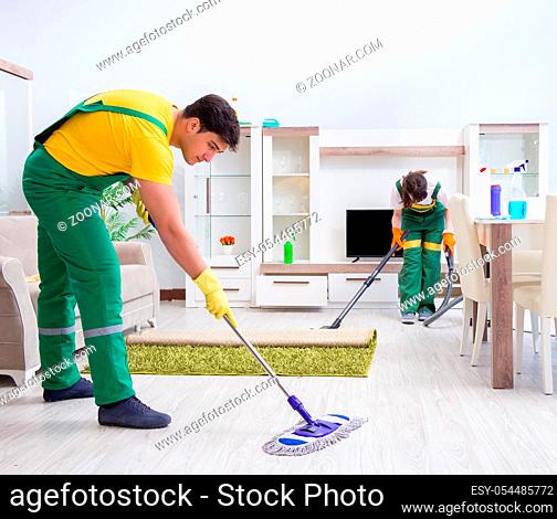The cleaning professional contractors working at house