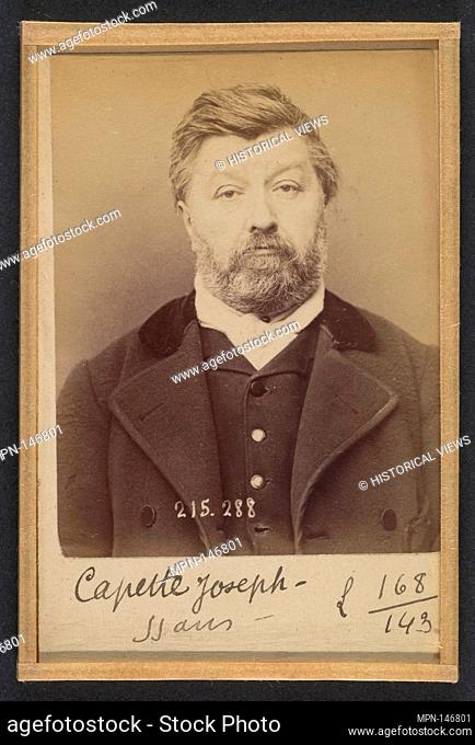 Capette. Joseph, Désiré. 56 ans, né à Paris VI. Maroquinier. Anarchiste. 7/3/94. Artist: Alphonse Bertillon (French, 1853-1914); Date: 1894; Medium: Albumen...