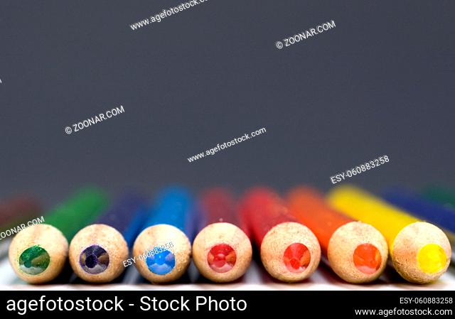 Colored pencils photographed in a studio environment