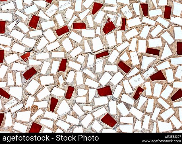 Abstract mosaic texture of broken ceramic tiles as a creative background