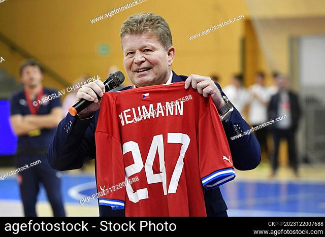 Czech coach Tomas Neumann is seen during the final match of Group D of the 2024 FIFA Futsal World Cup qualification, Czech Republic vs Slovenia, in Pilsen