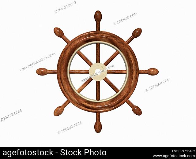 wood rudder isolated in white background