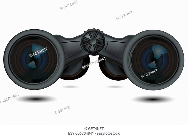 illustration of black binoculars on white background