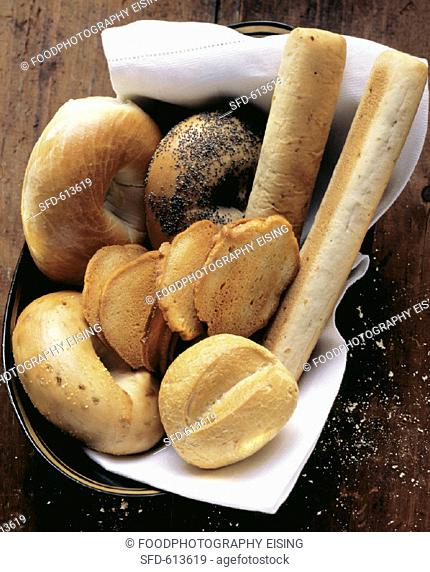 Assorted Breads in a Bowl