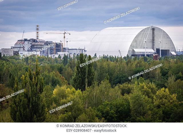 New Safe Confinement of Chernobyl Nuclear Power Plant in Zone of Alienation around the nuclear reactor disaster in Ukraine
