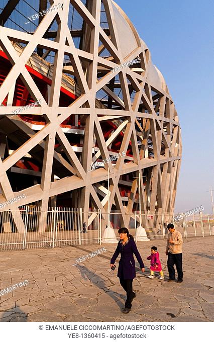 Bird's Nest National Stadium by architects Herzog and De Meuron, 2008, Olympic Green, Beijing, China, Asia
