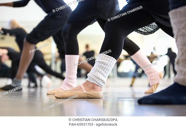 Students at the Heinrich Ernst Stoetzner Special Needs School and members of the Federal Youth Ballet dance in the John Neumeier Ballet Center in Hamburg