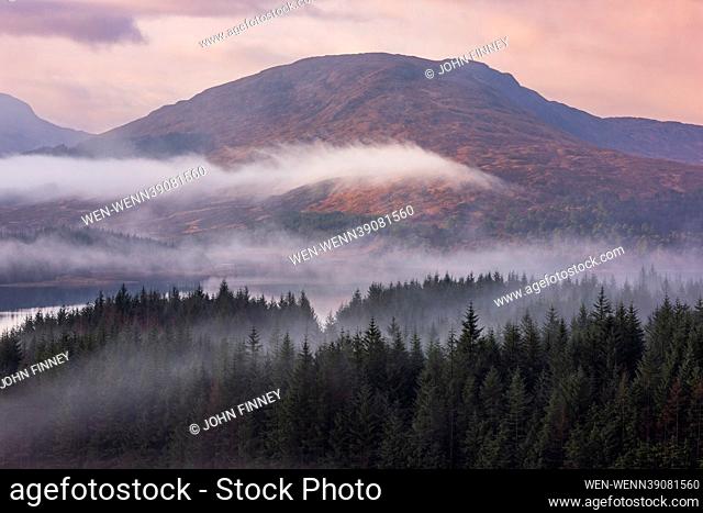 Stormy and wintery weather across the Scottish Highlands with dramatic squalls and snowy mountains captured in these atmospheric images Featuring: Loch Tulla...