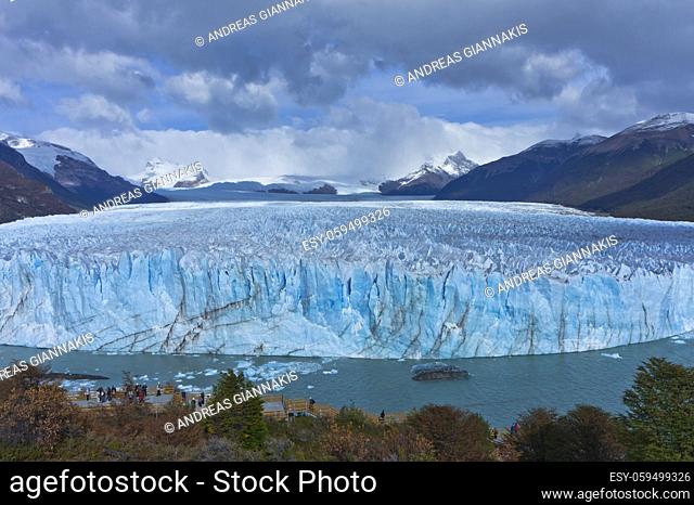 Blue Glacier view from touristic balcony, Patagonia, Argentina, South America