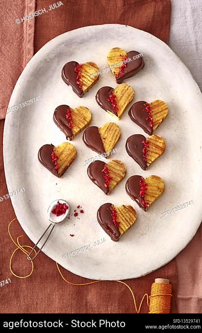 Heart-shaped Baumkuchen biscuits
