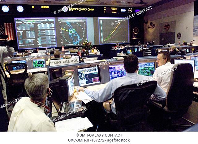 Overall view of the Space Shuttle Flight Control Room, as seen from a point just behind the Flight Director console. Norm Knight, STS-116 entry flight director