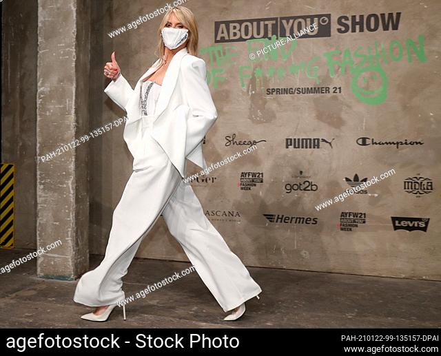 22 January 2021, Berlin: The model Heidi Klum comes to the production of About You Fashion Week in the power plant in Köpenicker Straße