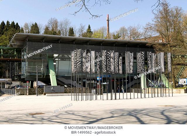 Schwebebahn, suspended monorail station, Zoo Stadion, Wuppertal, Bergisches Land, North Rhine-Westphalia, Germany, Europe