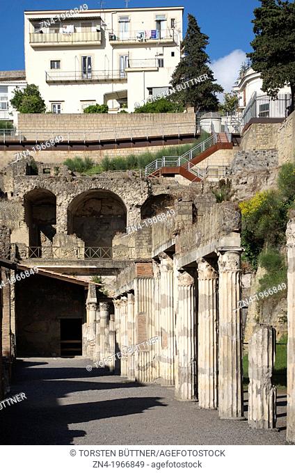 Row of Pillars in Herculaneum, Campania, Italy
