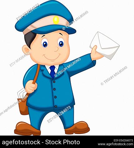 Cartoon smiling mail carrier man Stock Photos and Images | agefotostock