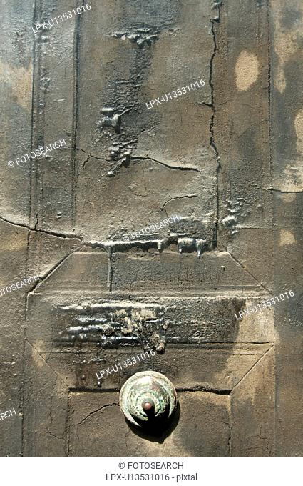 In the shadow of Vesuvius, the ruins of Ercolano - detail of house interior with detail of carbonised wooden door