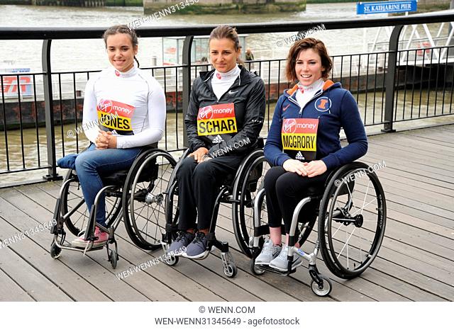 London Marathon 2017 - Elite Wheelchair Athletes - Photocall Featuring: Jade Jones, Manuela Schar, Amanda McGrory Where: London