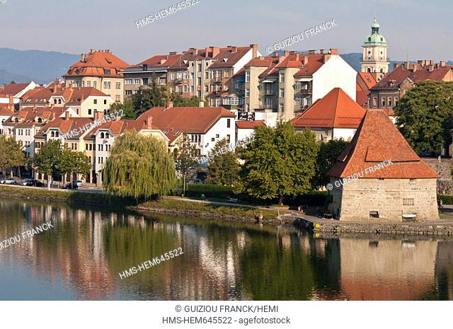 Slovenia, Lower Styria Region, Maribor, European Capital of Culture 2012, the banks of the Drave river, the Water Tower