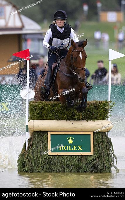 Libussa LUEBBEKE (L?BBEKE) (GER) on Caramia 34 in the jump, in the water, action, eventing, cross-country C1C: SAP-Cup, CCIO4*, on July 1st, 2023
