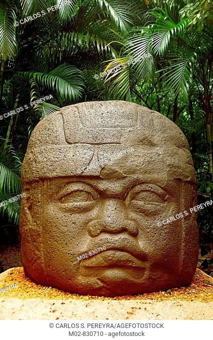 Olmec head at La Venta museum-park, Villahermosa, Tabasco, Mexico