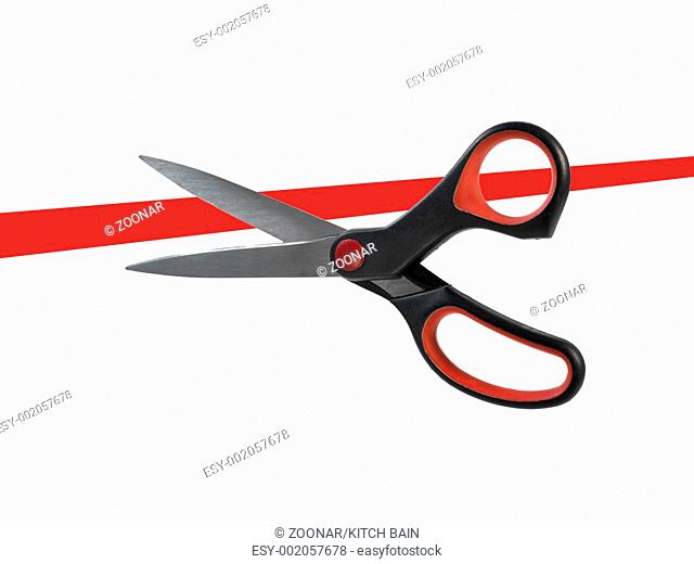 A pair of scissors isolated against a white background