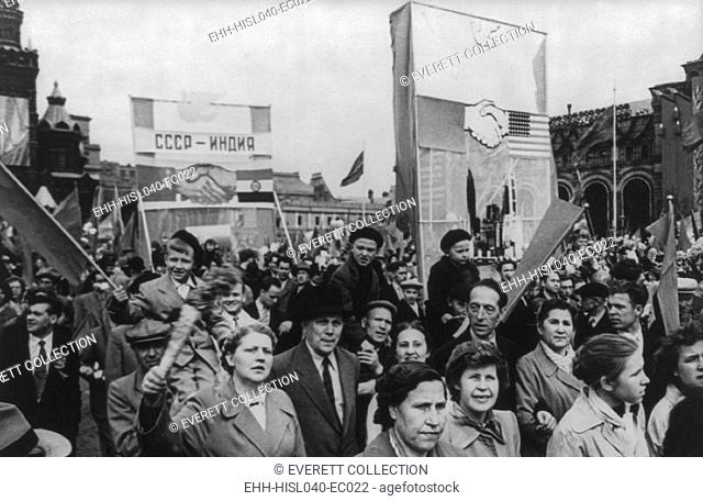 May Day celebration is Moscow, 1960. Communist demonstration of representatives of the working people on the Red Square. (BSLOC-2015-2-260)