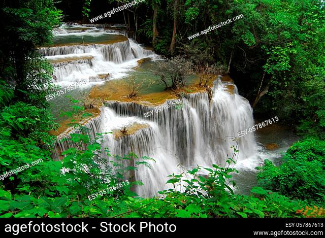 Huay Mae Kamin Waterfall in Khuean Srinagarindra National Park, Kanchanaburi province, Thailand
