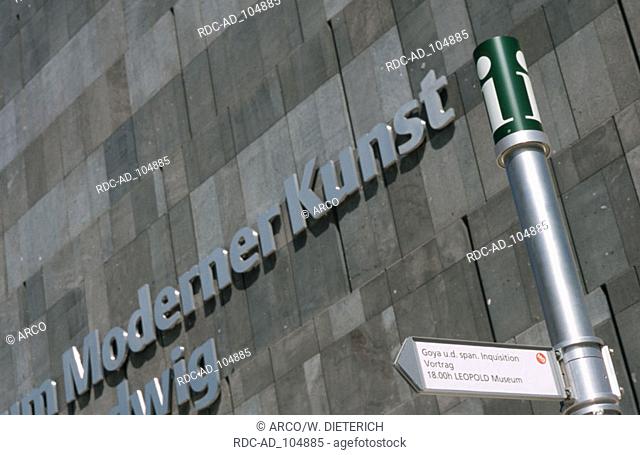 Facade and sign of Museum of Modern Art Mumok Museums Quartier Vienna Austria