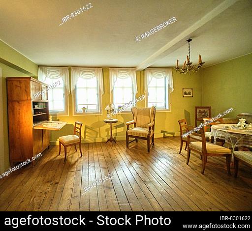 Living room and study, Friedrich Fröbel Museum, interior view, Bad Blankenburg, Thuringia, Germany, Europe