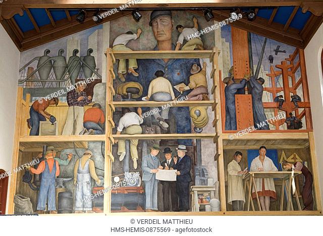 United States, California, San Francisco, Russian Hill, San Francisco Art Institute, Diego Rivera's 1931 fresco, mural