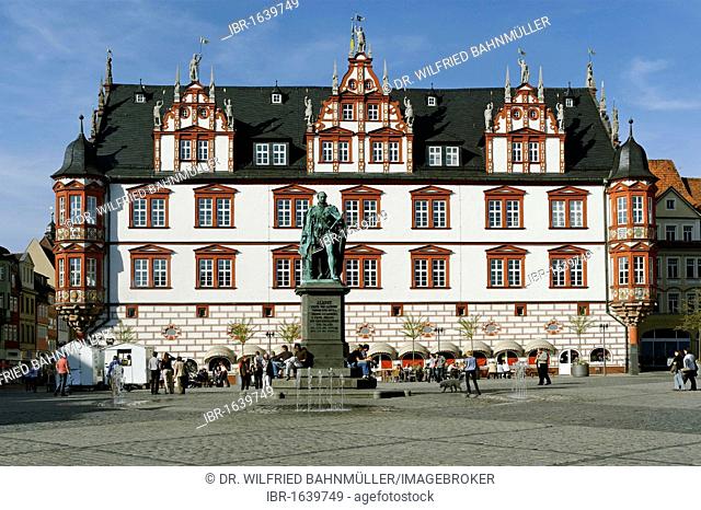 Town hall, market square, Coburg, Upper Franconia, Bavaria, Germany, Europe