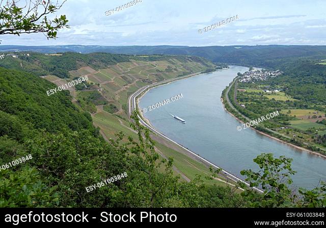 aerial view showing the Rhine Gorge near Boppard in Rhineland-Palatinate, Germany
