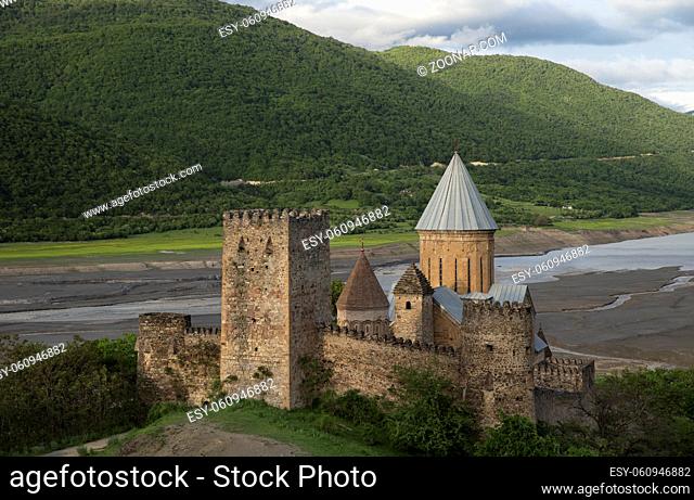Ananuri castle complex is situated on Zhinvali Reservoir in Georgia