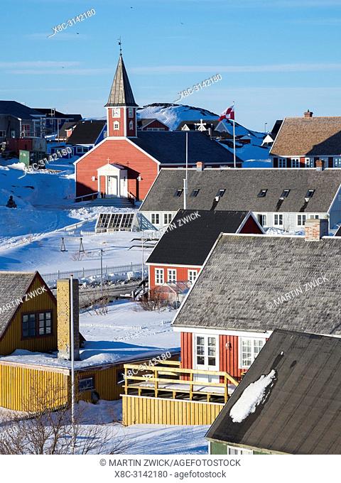 Church of our saviour, the cathedral of Nuuk. The old town of Nuuk, the capital of Greenland. America, North America, Greenland