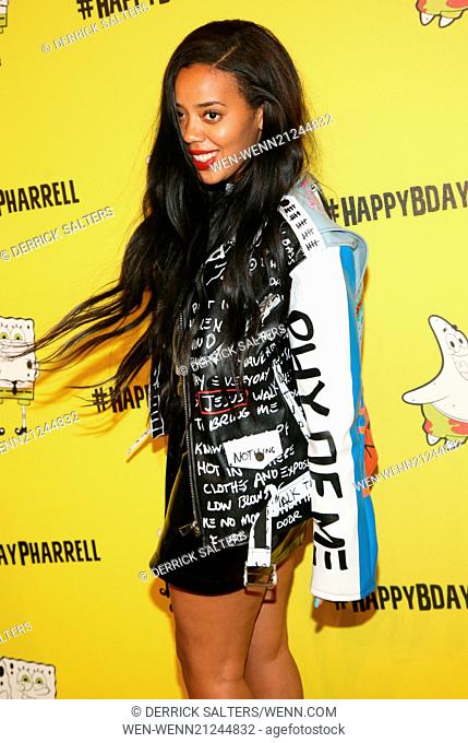 Pharrell Williams celebrates his 41st birthday with a Spongebob Squarepants themed party at Bikini Bottom, Cipriani Wall Street Featuring: Angela Simmons Where:...