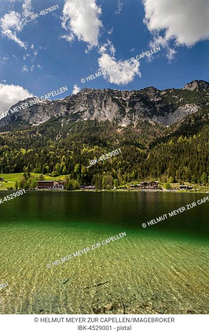 Lake Hintersee with Reiteralpe, Hintersee, Berchtesgadener Land, Upper Bavaria, Germany