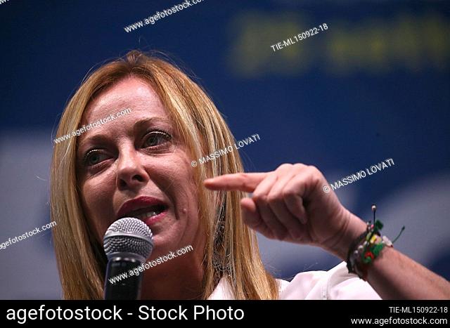 Brothers of Italy (Fratelli d'Italia) leader Giorgia Meloni attends an election campaign rally, in Genoa, Italy, 14 September 2022