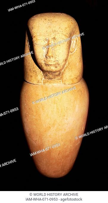 Canopic jar. Egyptian, made from limestone