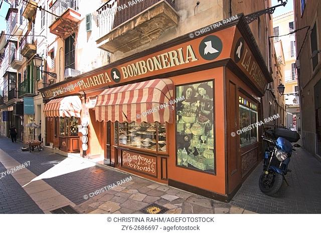 Bomboneria in an Old Town shopping street is one of the oldest shops in Palma de Mallorca, Balearic islands, Spain